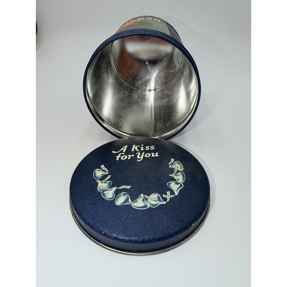 Hershey's Kisses Vintage Advertising Tin A Kiss For You 14 Oz Blue Collectible - Picture 5 of 5